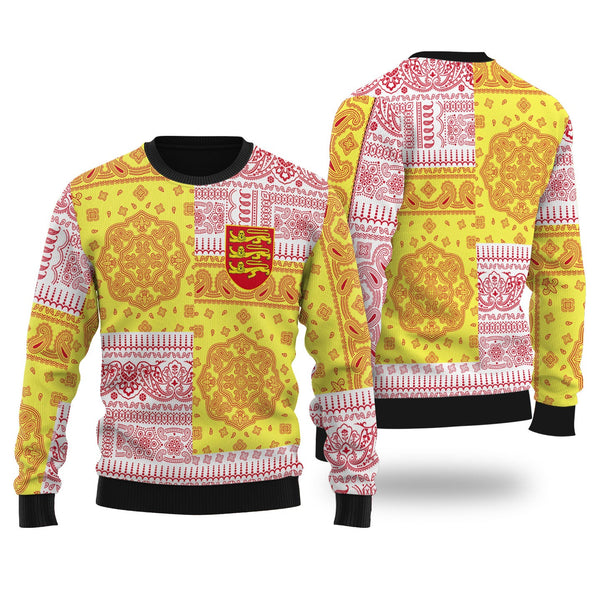 Jersey Ugly Sweater Flag And Paisley Basic Style 1