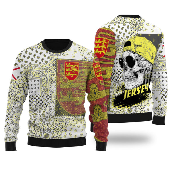 Jersey Ugly Sweater Paisley Flag And Skull Style 1