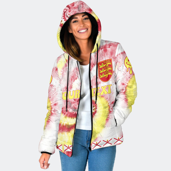 Jersey Women Hooded Padded Jacket Custom Tie Dye Style 1