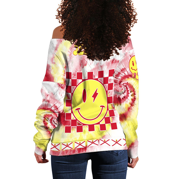 Jersey Women Off Shoulder Sweatshirt Custom Tie Dye Style 1