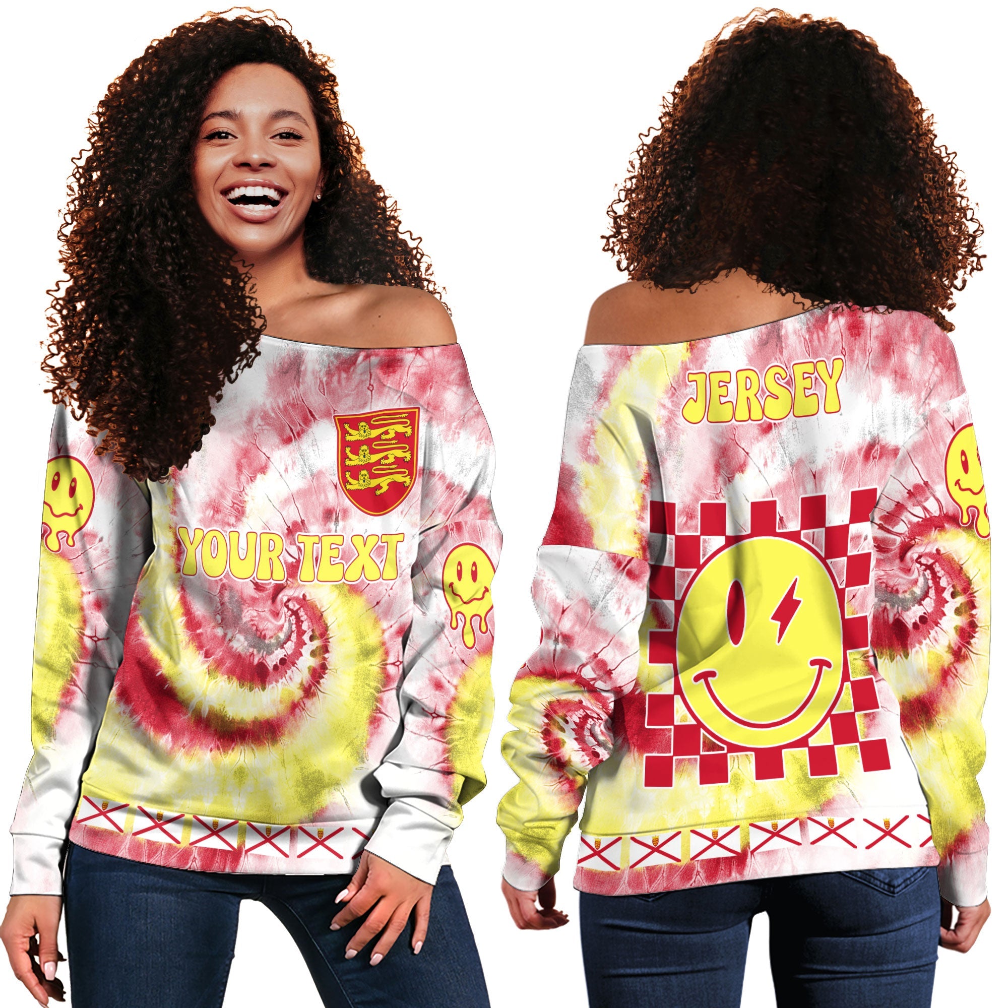 Jersey Women Off Shoulder Sweatshirt Custom Tie Dye Style 2