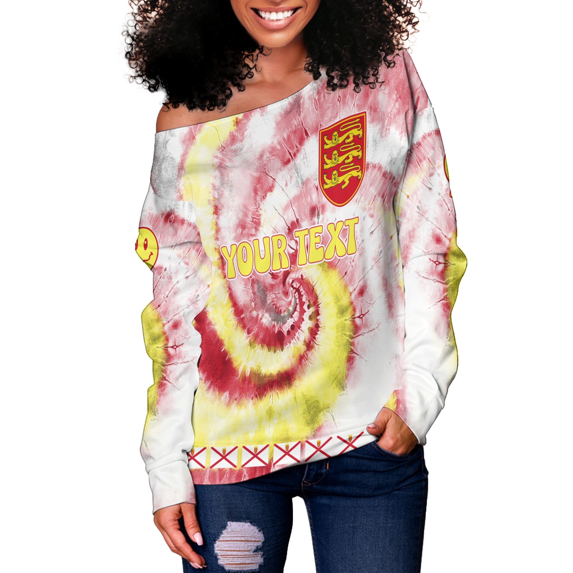 Jersey Women Off Shoulder Sweatshirt Custom Tie Dye Style 3