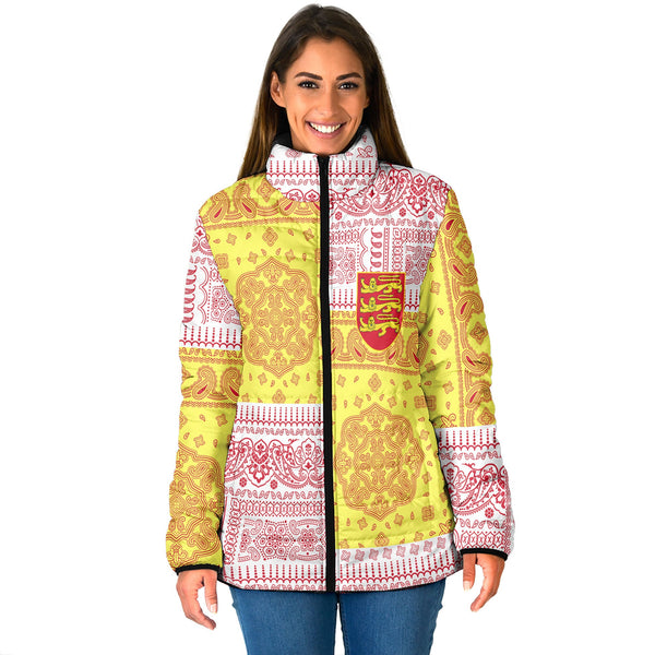 Jersey Women Padded Jacket Flag And Paisley Basic Style 1