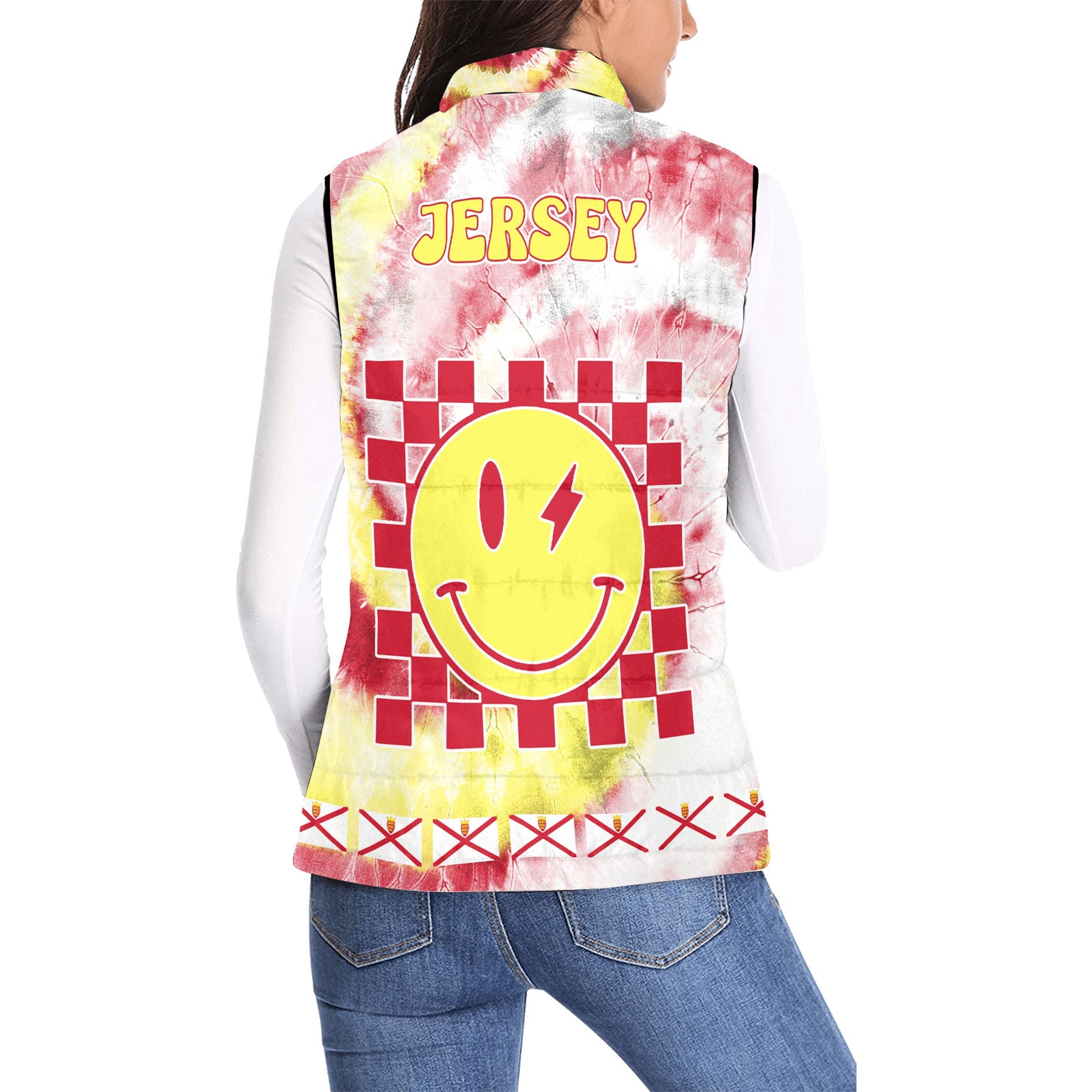 Jersey Women Padded Jacket Vest Custom Tie Dye Style 2