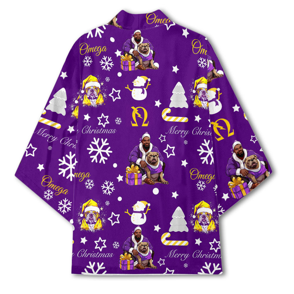 Fraternity Kimono - OPP Christmas Kimono Bulldog Purple Pattern Style