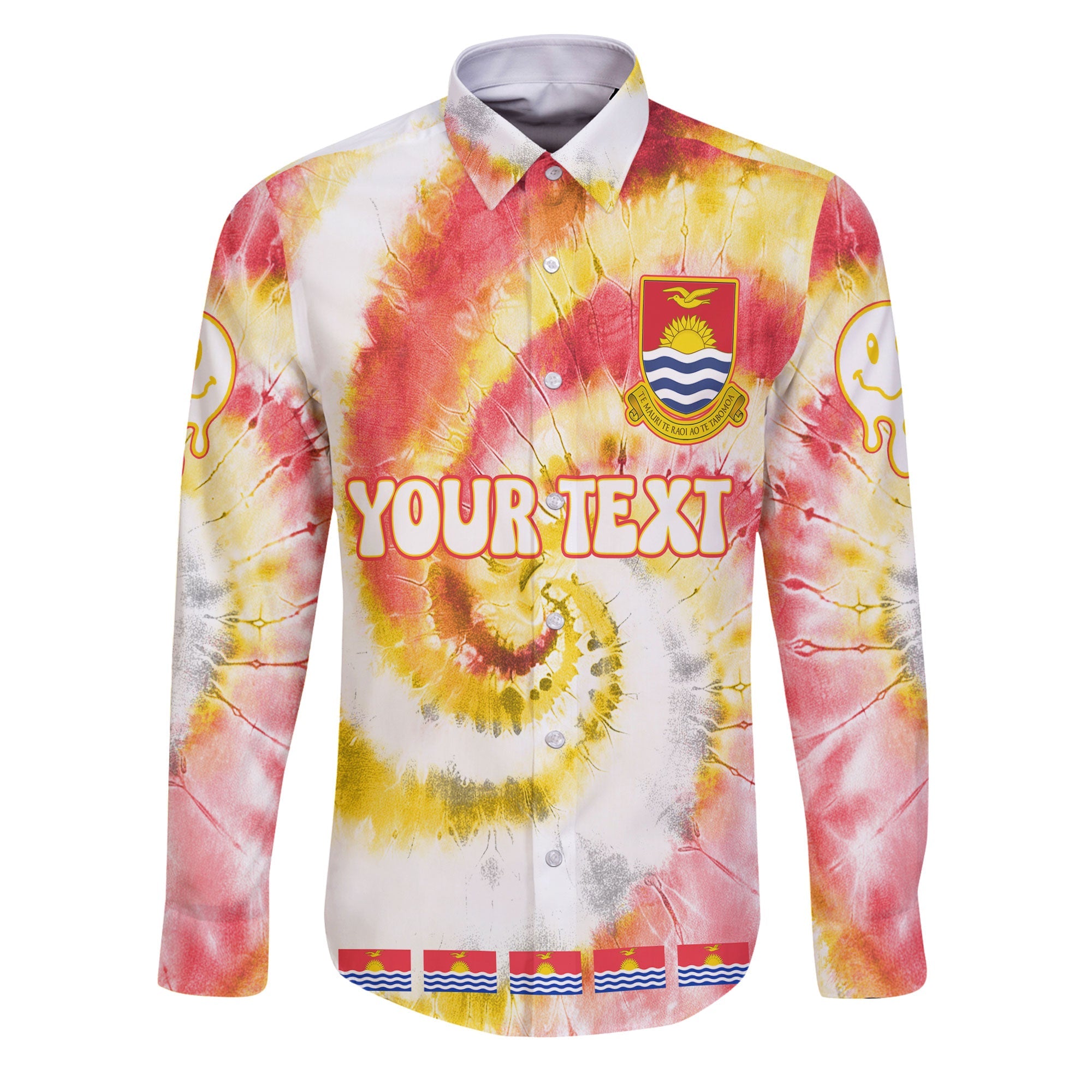 Kiribati Long Sleeve Button Shirt Custom Tie Dye Style 1