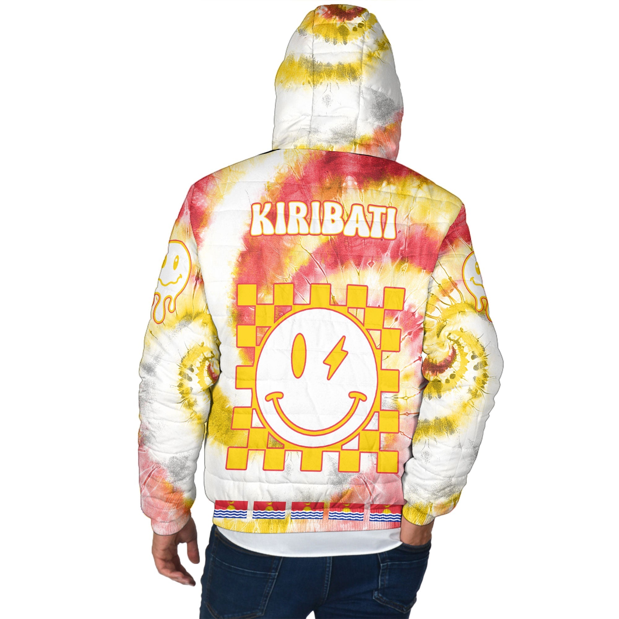 Kiribati Men Hooded Padded Jacket Custom Tie Dye Style 3