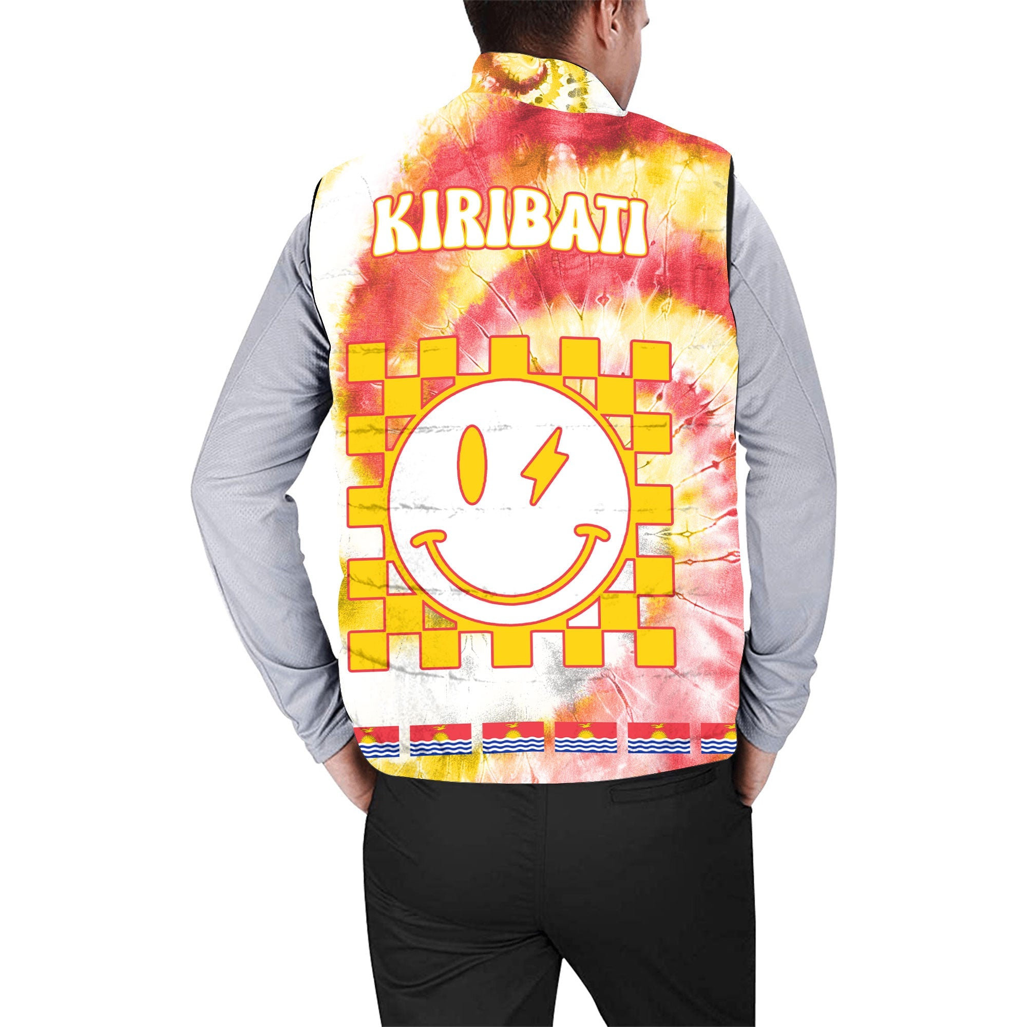 Kiribati Men Padded Jacket Vest Custom Tie Dye Style 2