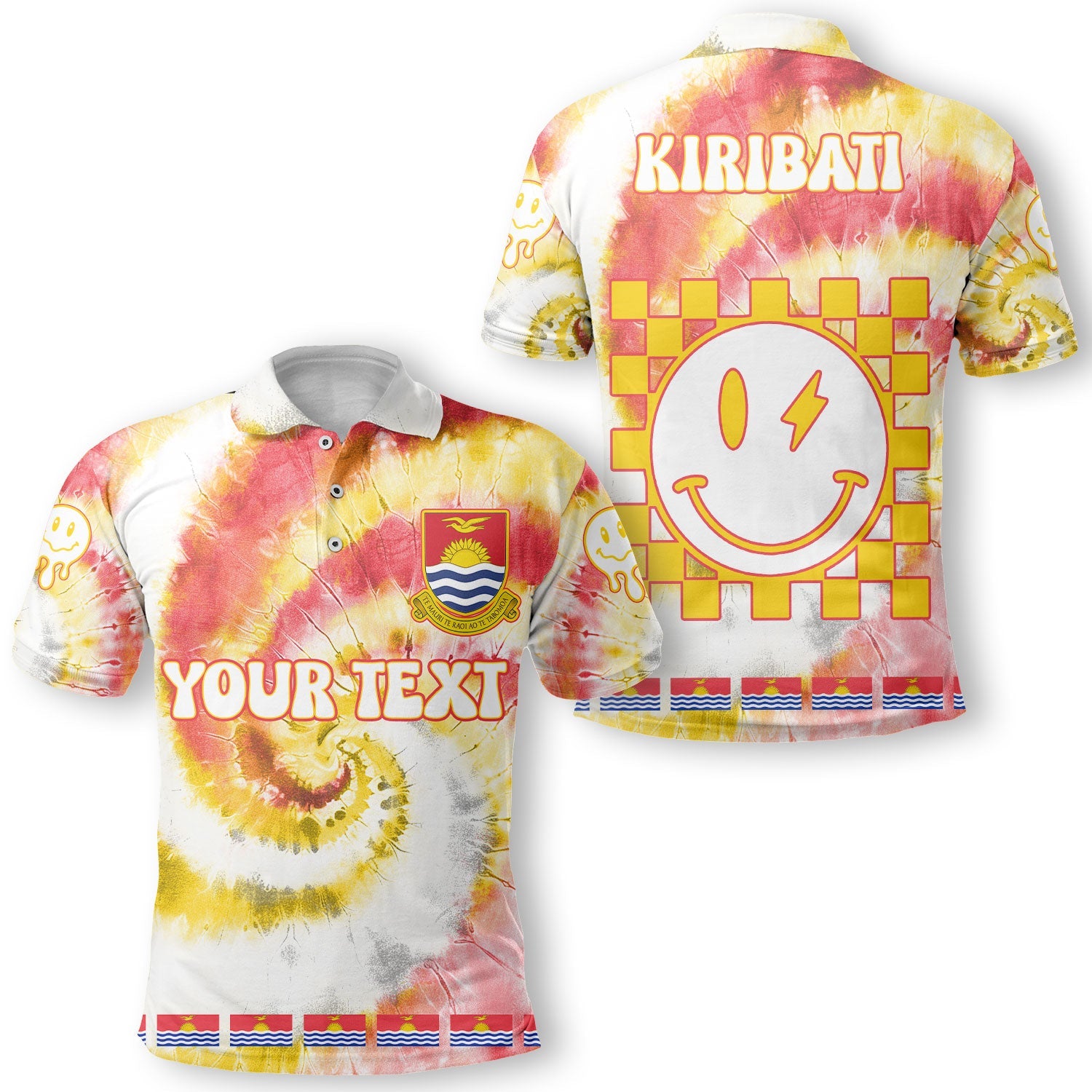 Kiribati Polo Shirt Custom Tie Dye Style 1