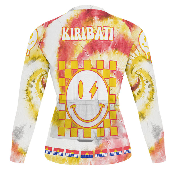 Kiribati Raglan Men Cycling Jersey Long Sleeve Custom Tie Dye Style 1