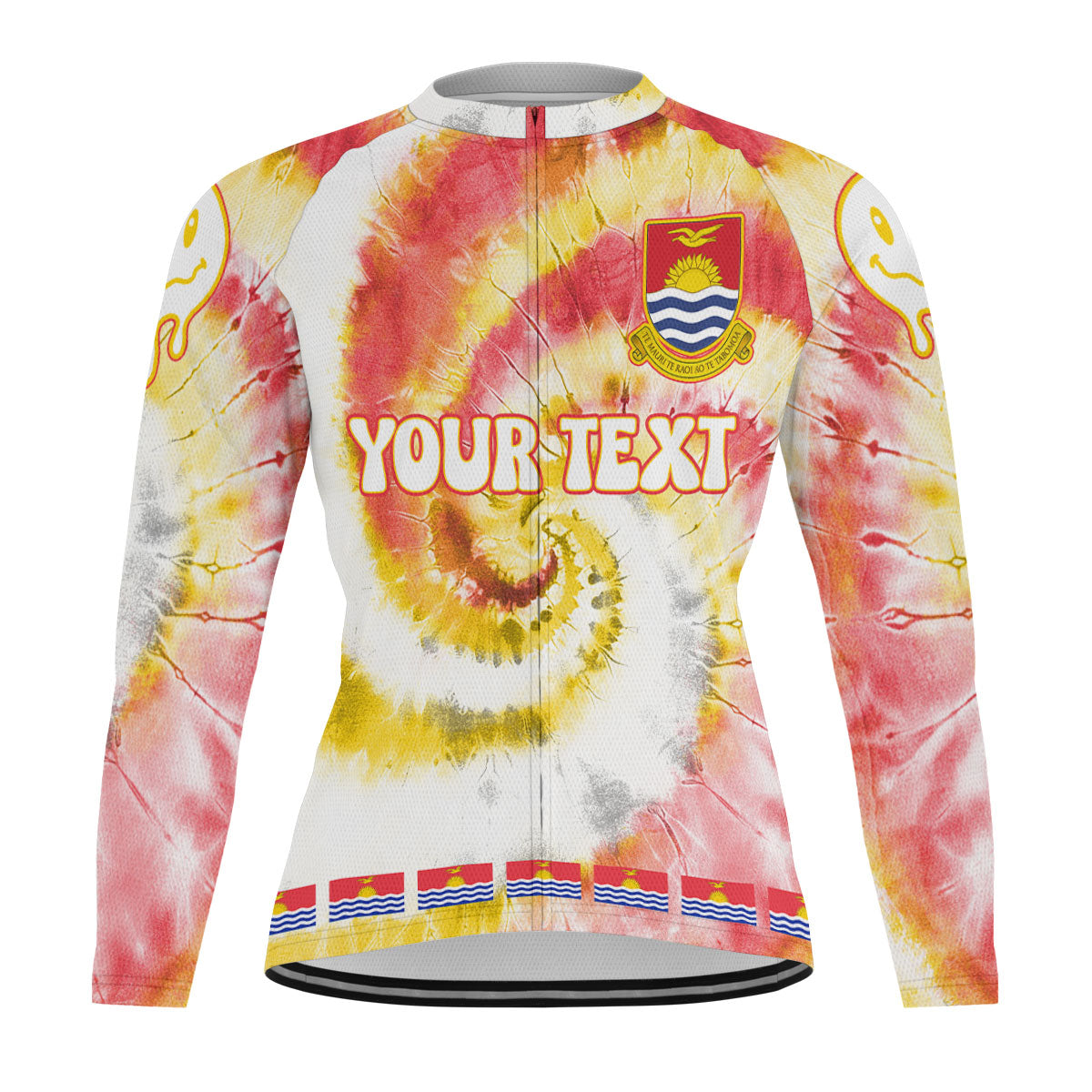 Kiribati Raglan Men Cycling Jersey Long Sleeve Custom Tie Dye Style 2