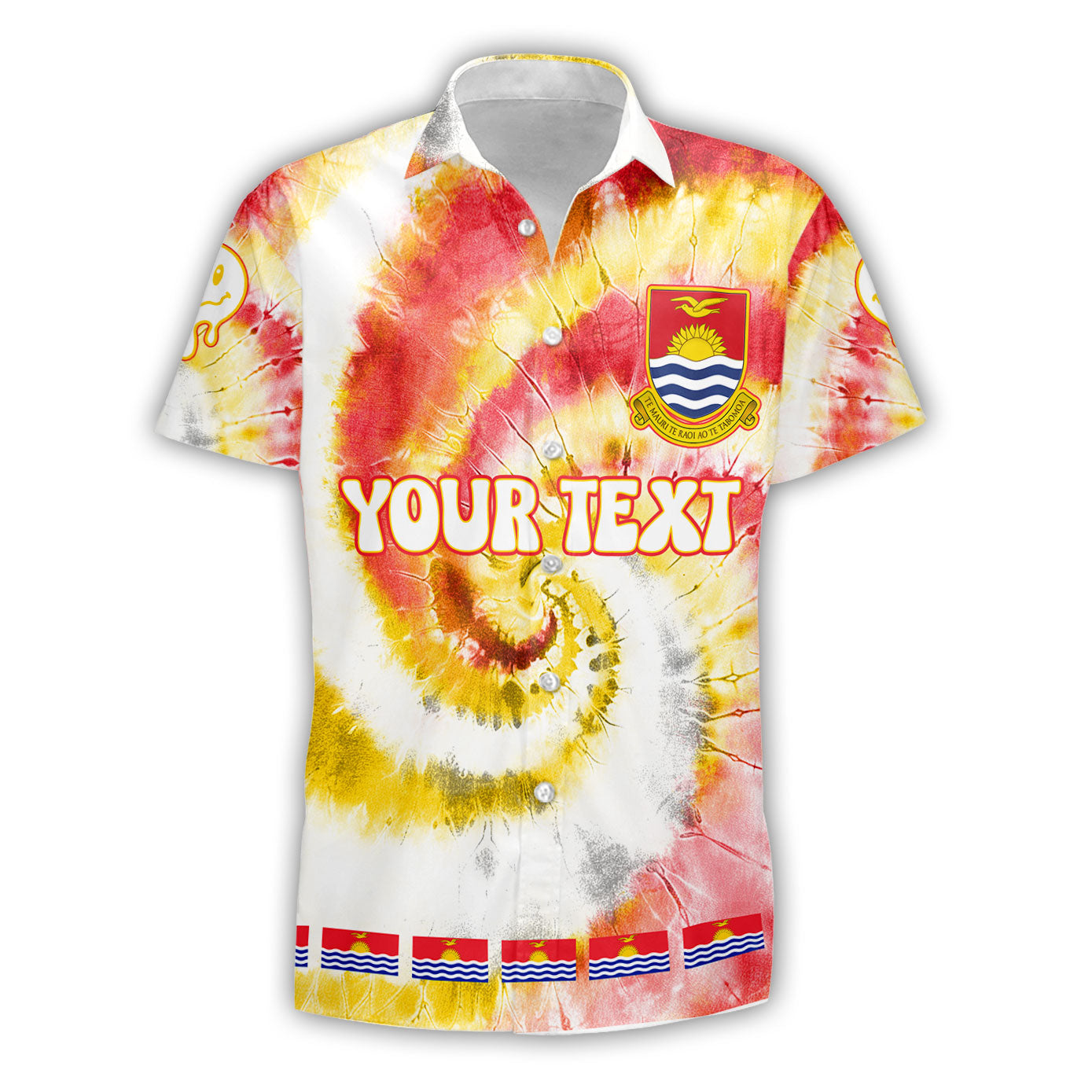 Kiribati Short Sleeve Shirt Custom Tie Dye Style 1