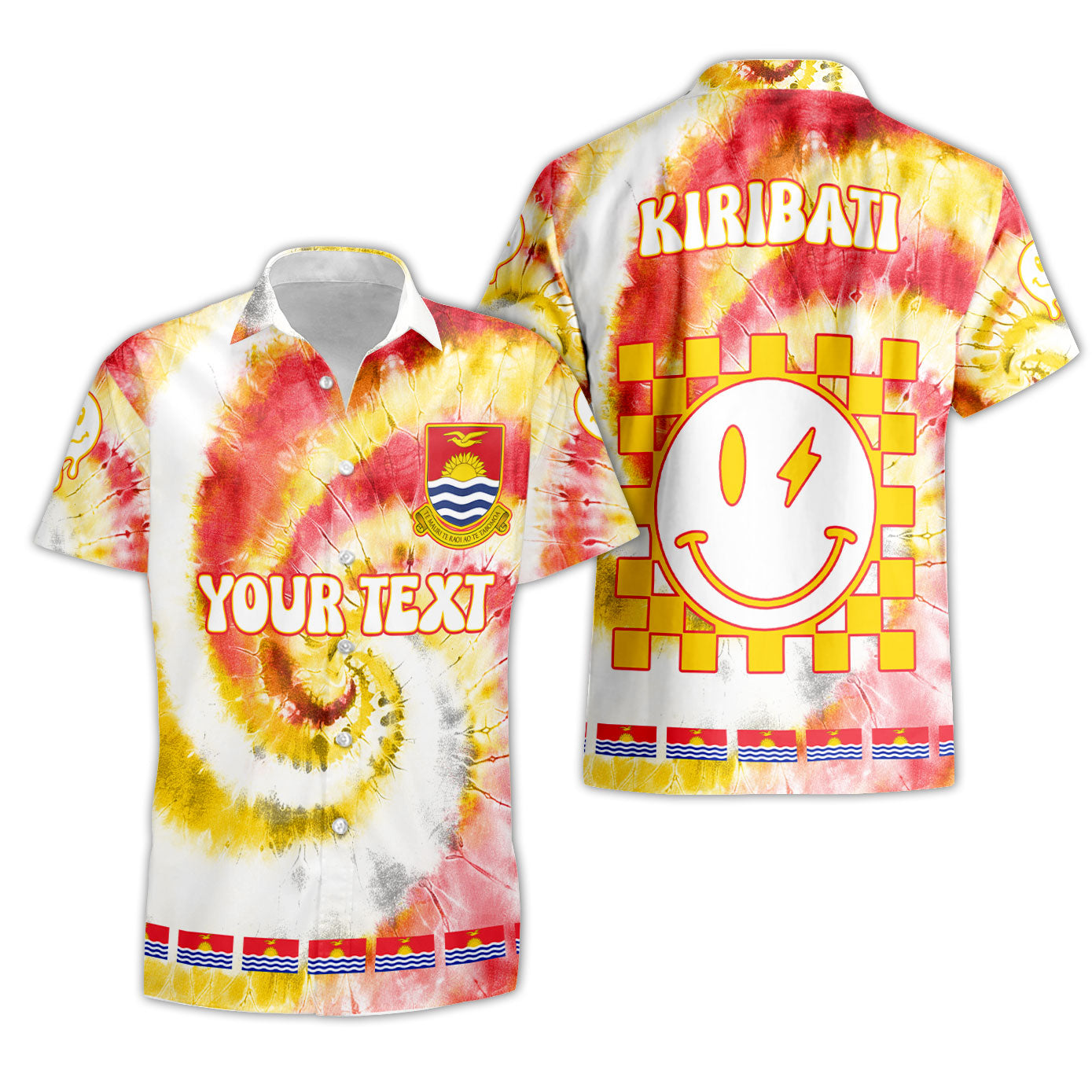 Kiribati Short Sleeve Shirt Custom Tie Dye Style 3