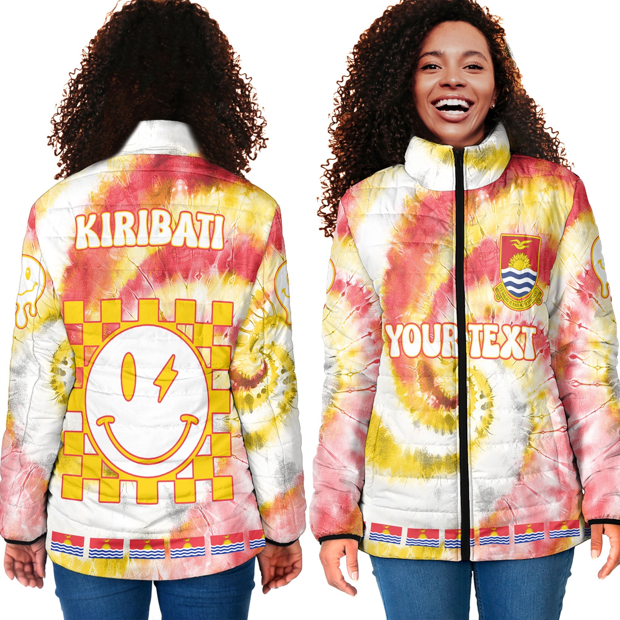 Kiribati Women Padded Jacket Custom Tie Dye Style 4