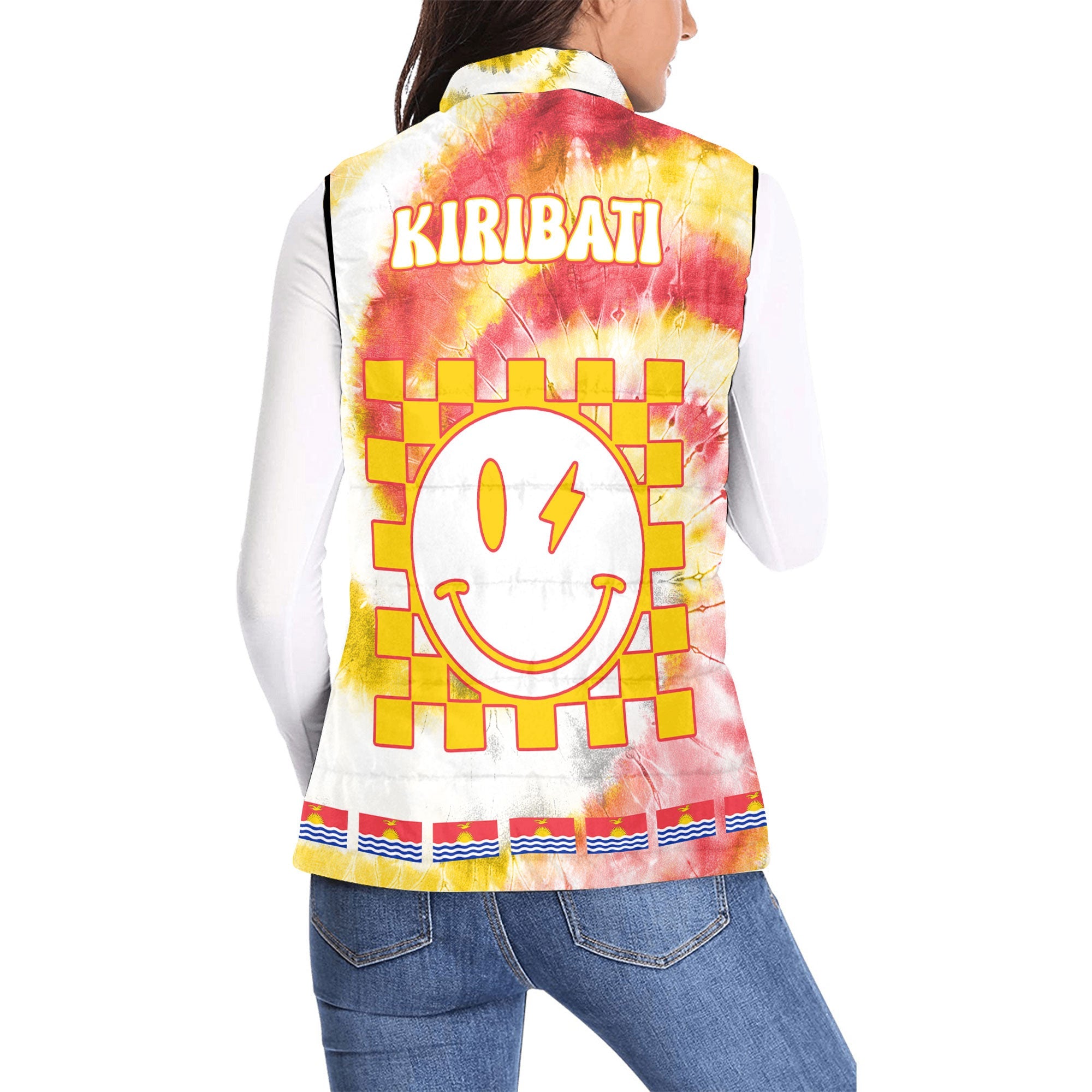 Kiribati Women Padded Jacket Vest Custom Tie Dye Style 2