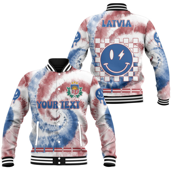 Latvia Baseball Jacket Custom Tie Dye Style 1