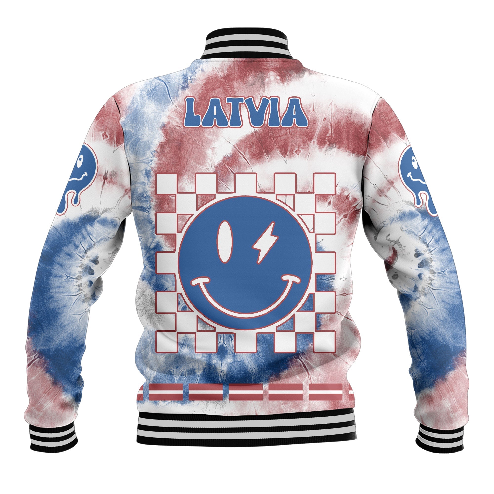 Latvia Baseball Jacket Custom Tie Dye Style 3