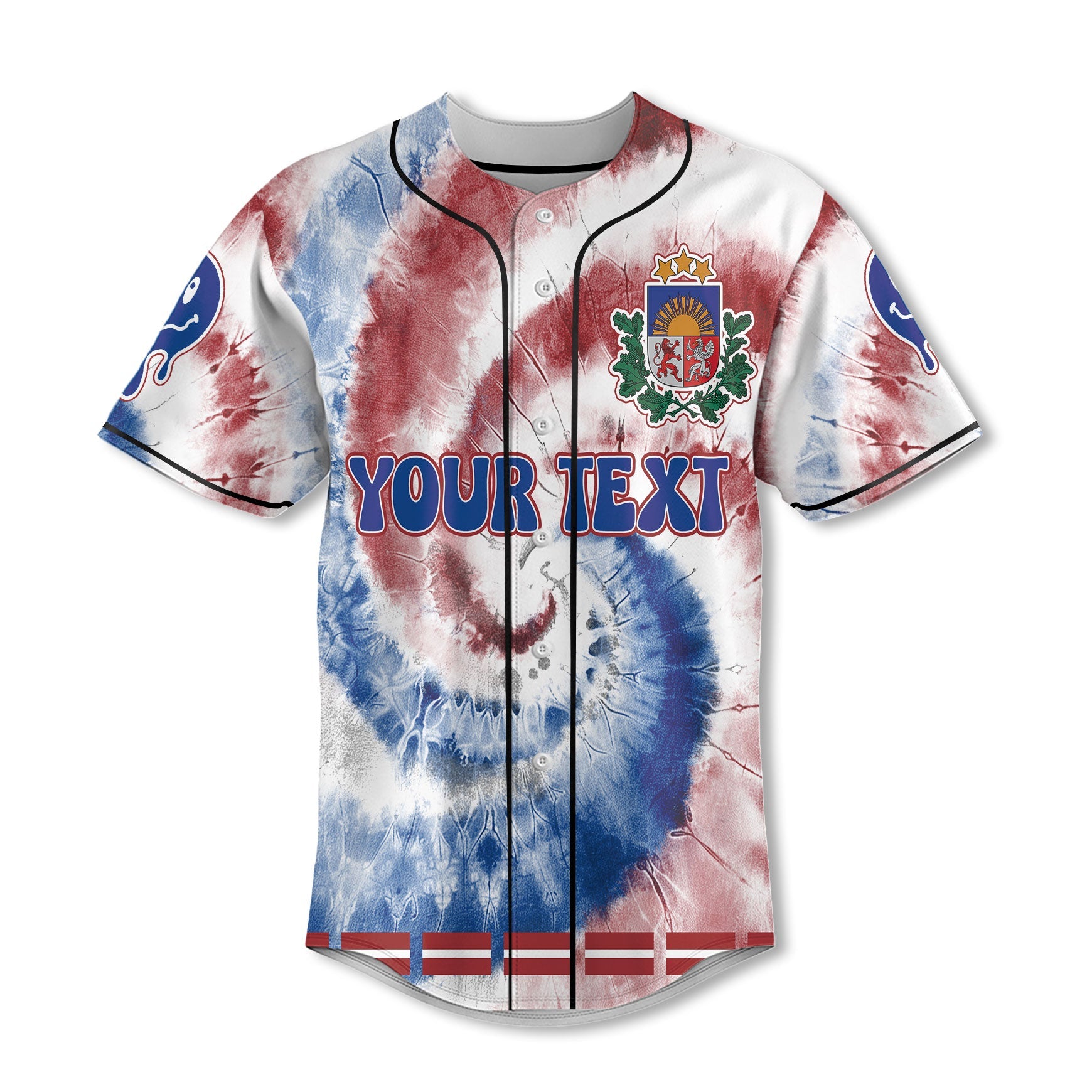 Latvia Baseball Jersey Custom Tie Dye Style 2