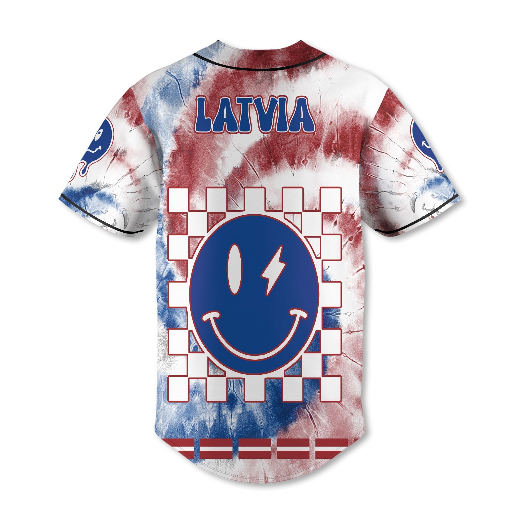 Latvia Baseball Jersey Custom Tie Dye Style 3