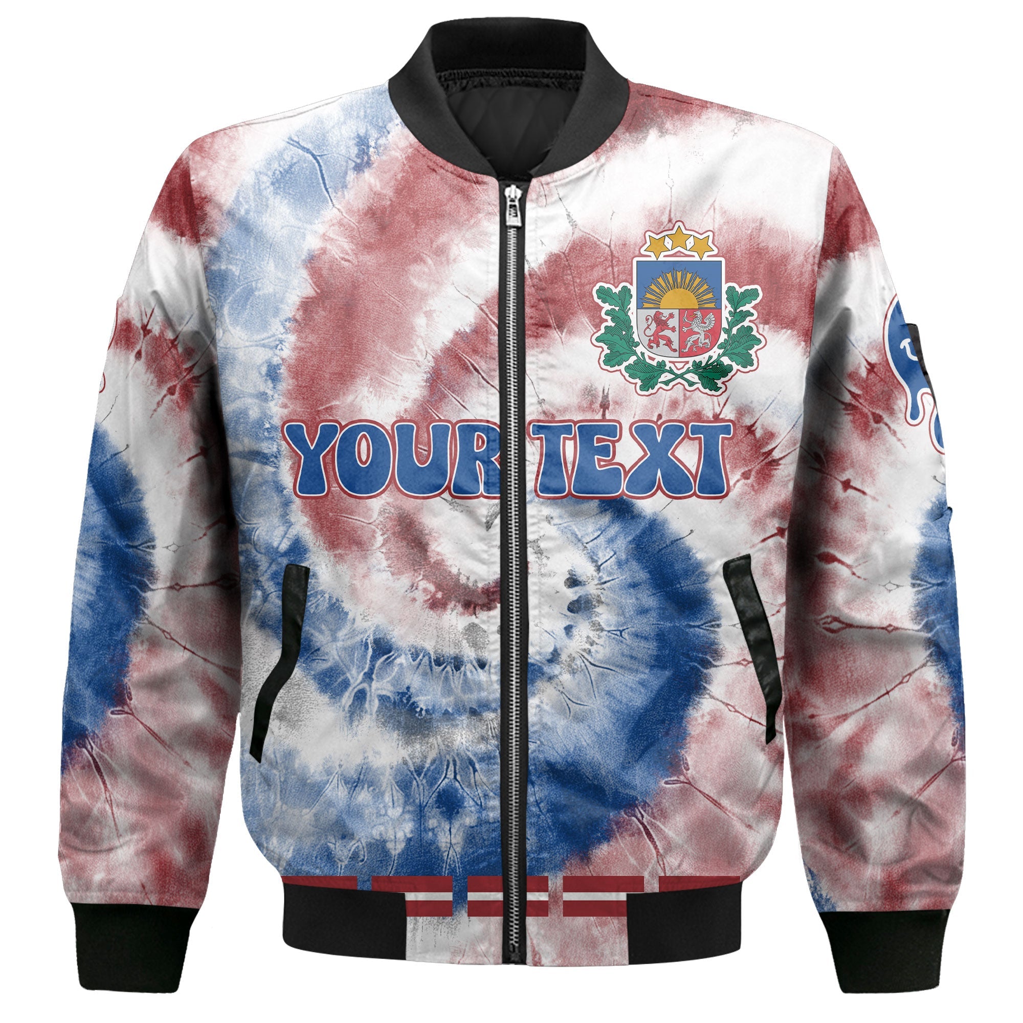 Latvia Bomber Jacket Custom Tie Dye Style 2