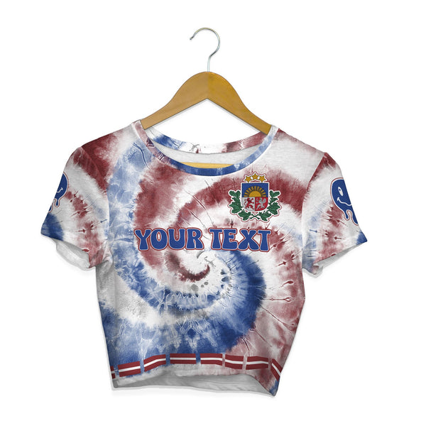 Latvia Croptop T Shirt Custom Tie Dye Style 1