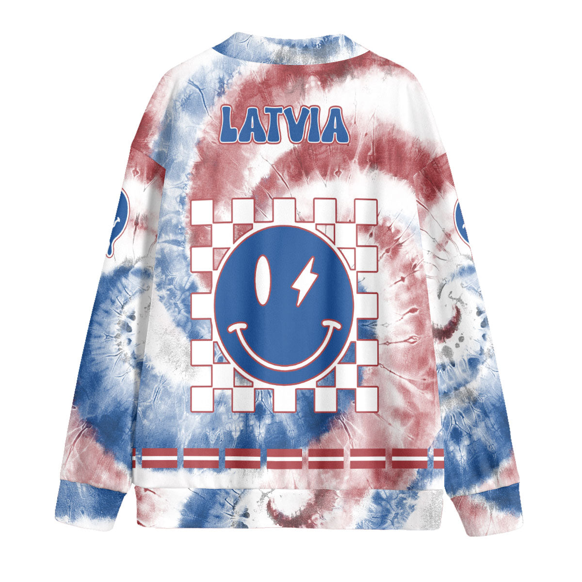 Latvia Fleece Cardigan Custom Tie Dye Style 2