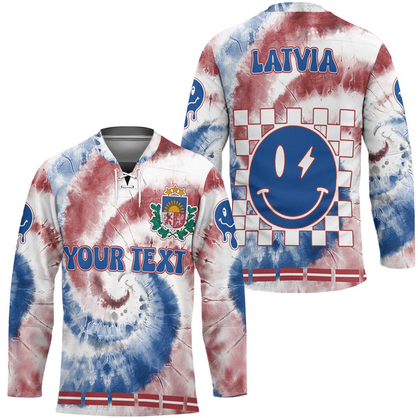 Latvia Hockey Jersey Custom Tie Dye Style 1