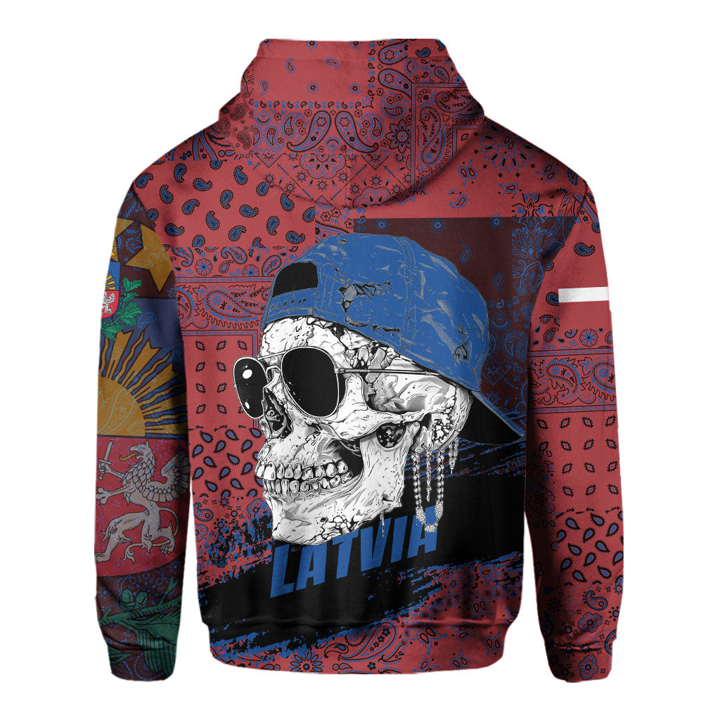 Latvia Hoodie Paisley Flag And Skull Style 3