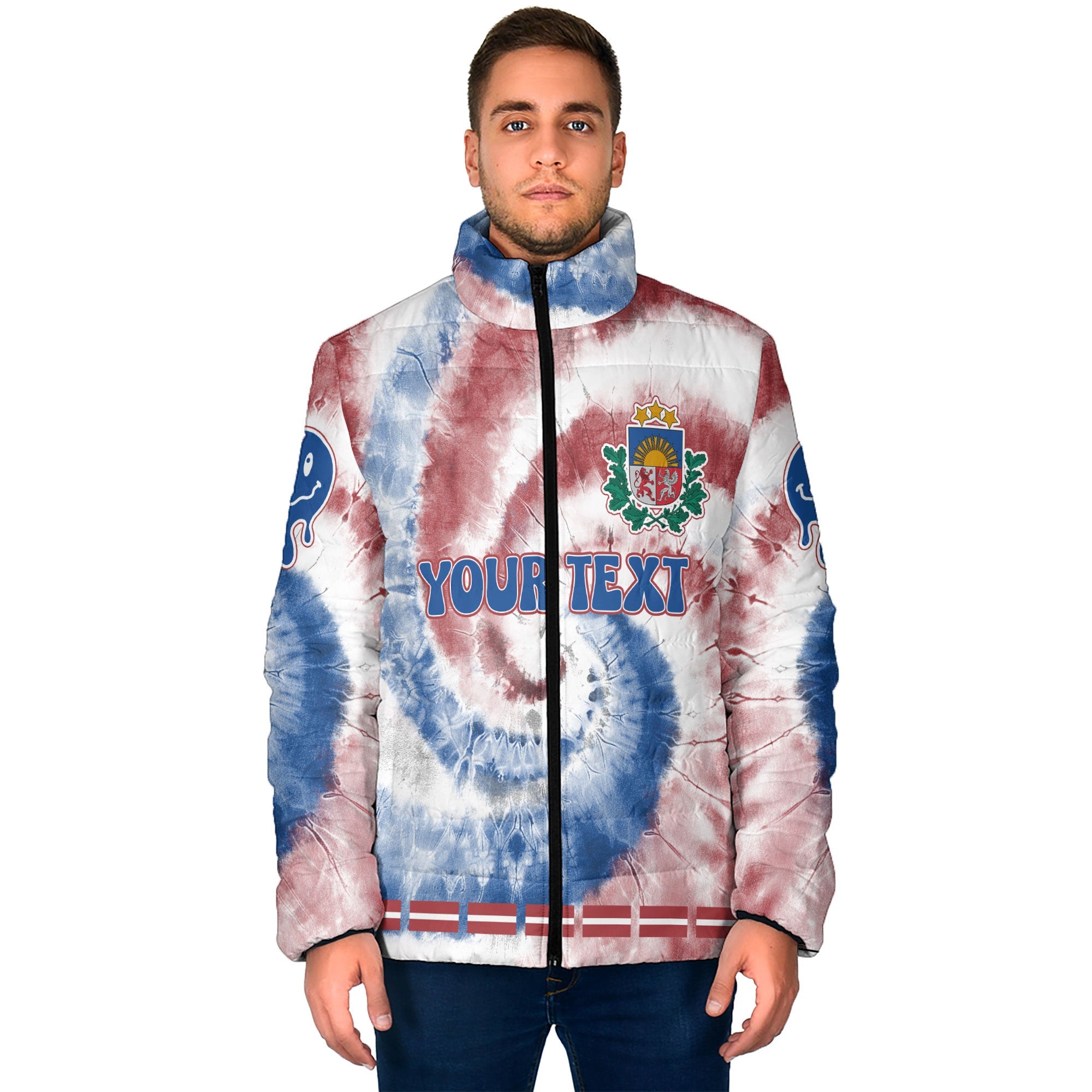 Latvia Men Padded Jacket Custom Tie Dye Style 1