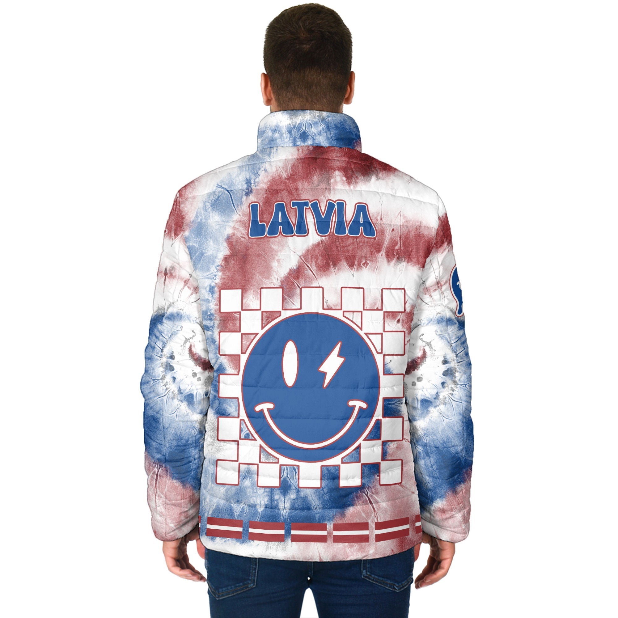 Latvia Men Padded Jacket Custom Tie Dye Style 2