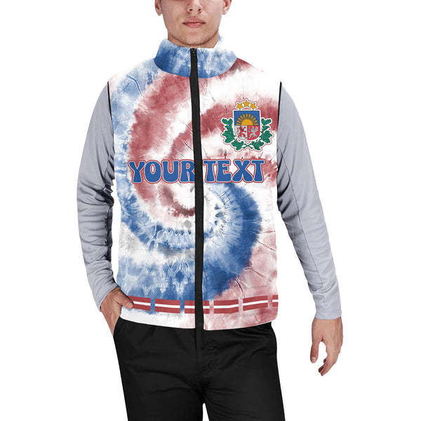 Latvia Men Padded Jacket Vest Custom Tie Dye Style 1