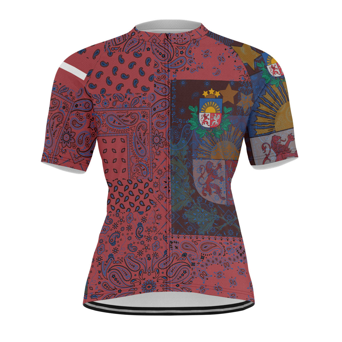 Latvia Men Cycling Jersey Paisley Flag And Skull Style 1