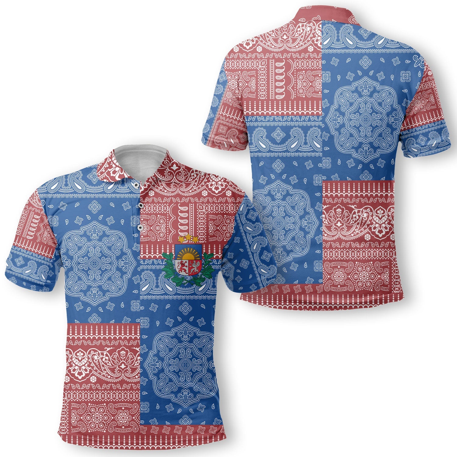 Latvia Polo Shirt Flag And Paisley Basic Style 1