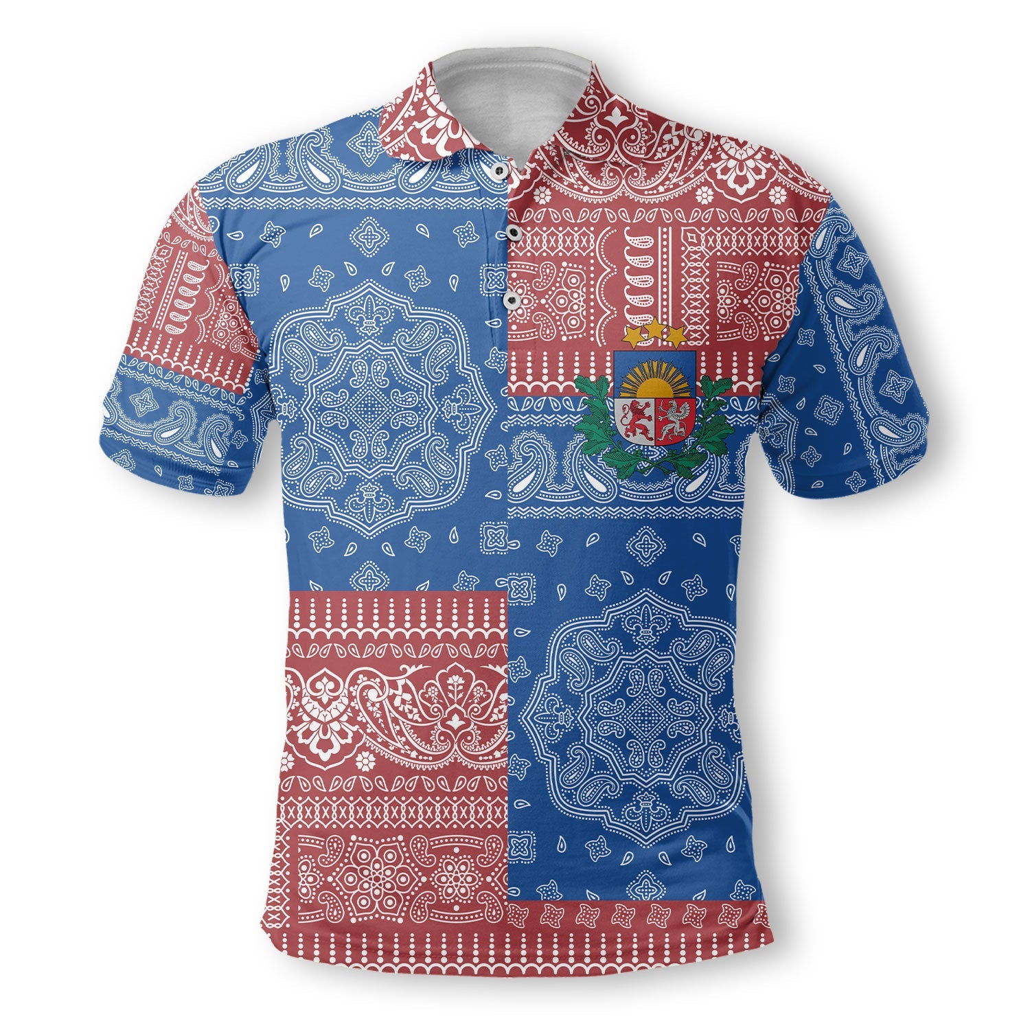 Latvia Polo Shirt Flag And Paisley Basic Style 2