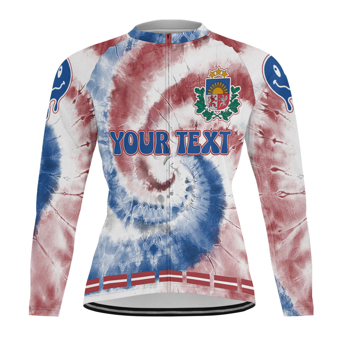 Latvia Raglan Men Cycling Jersey Long Sleeve Custom Tie Dye Style 2