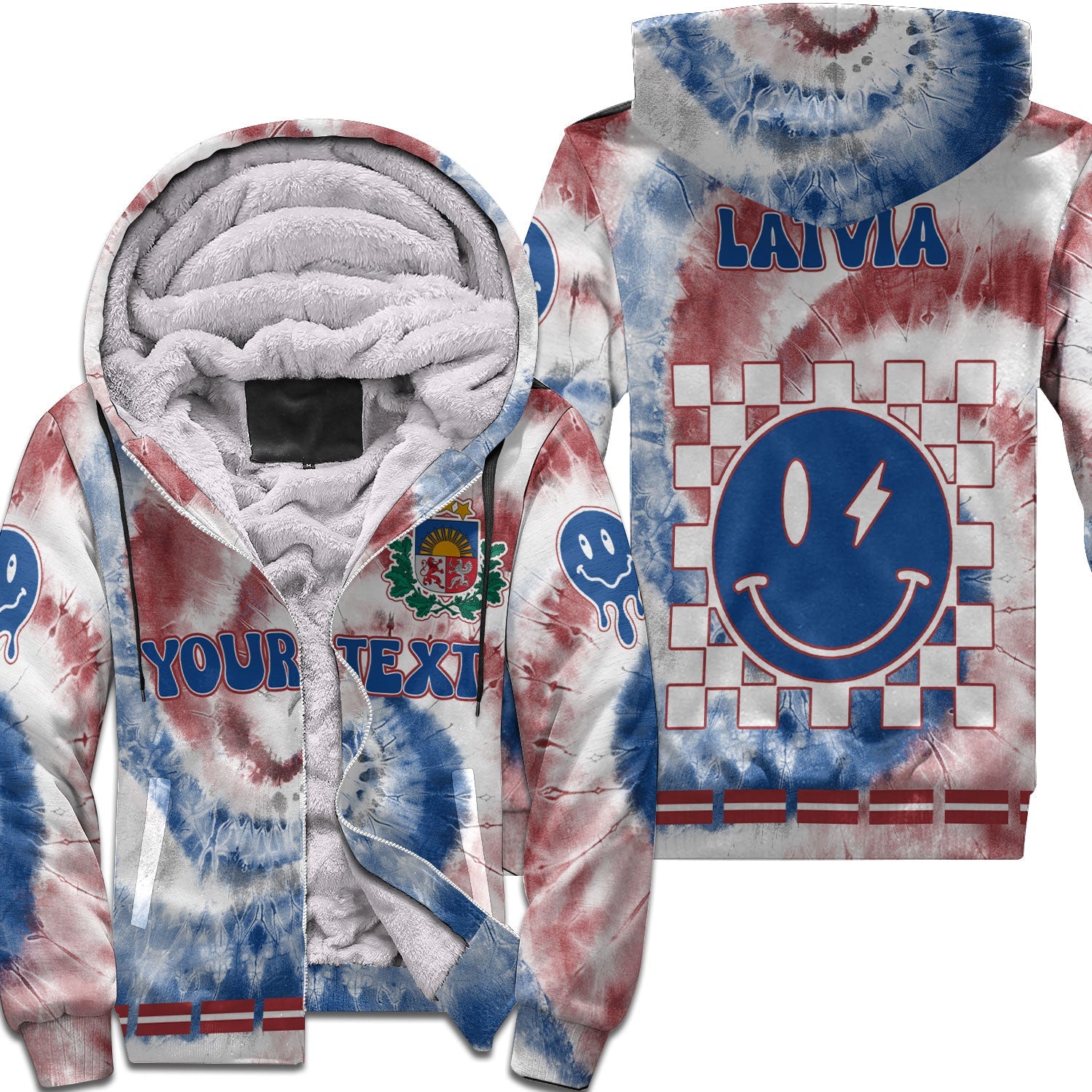 Latvia Sherpa Hoodie Custom Tie Dye Style 1