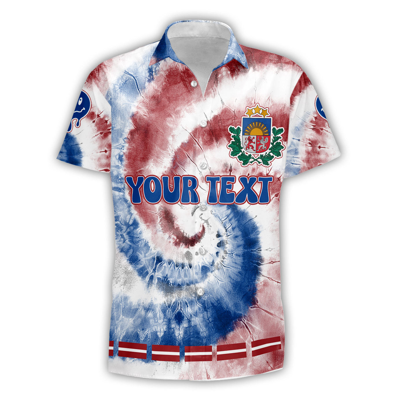 Latvia Short Sleeve Shirt Custom Tie Dye Style 1