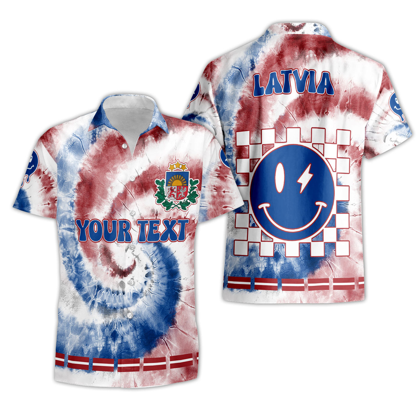 Latvia Short Sleeve Shirt Custom Tie Dye Style 3