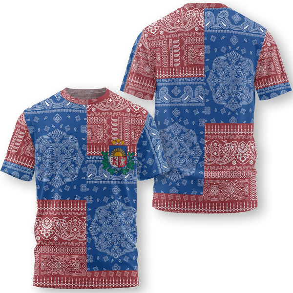 Latvia T Shirt Flag And Paisley Basic Style 1