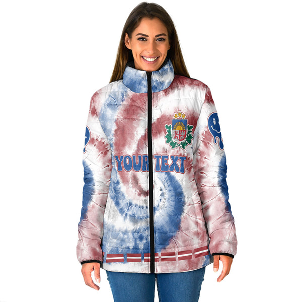 Latvia Women Padded Jacket Custom Tie Dye Style 1