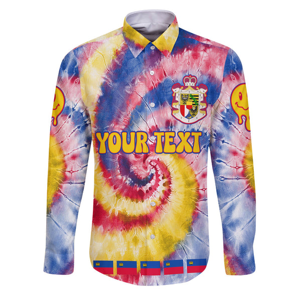 Liechtenstein Long Sleeve Button Shirt Custom Tie Dye Style 1