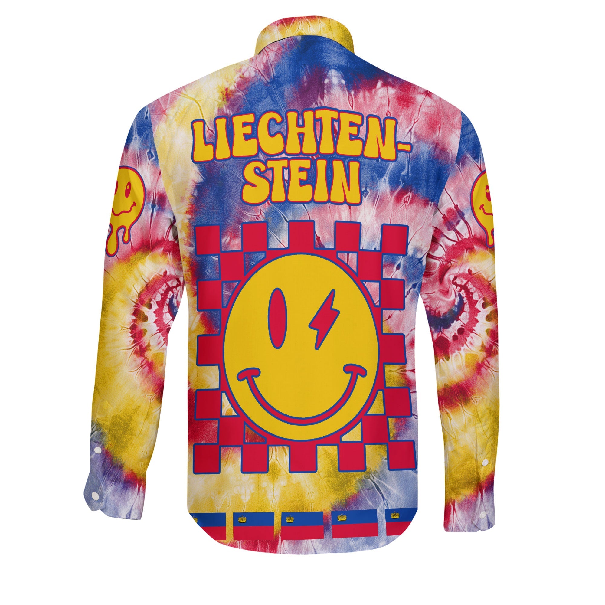 Liechtenstein Long Sleeve Button Shirt Custom Tie Dye Style 2