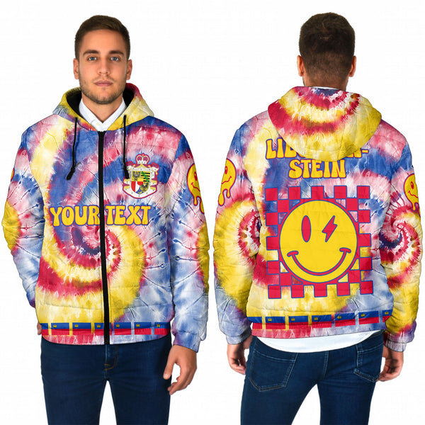 Liechtenstein Men Hooded Padded Jacket Custom Tie Dye Style 1