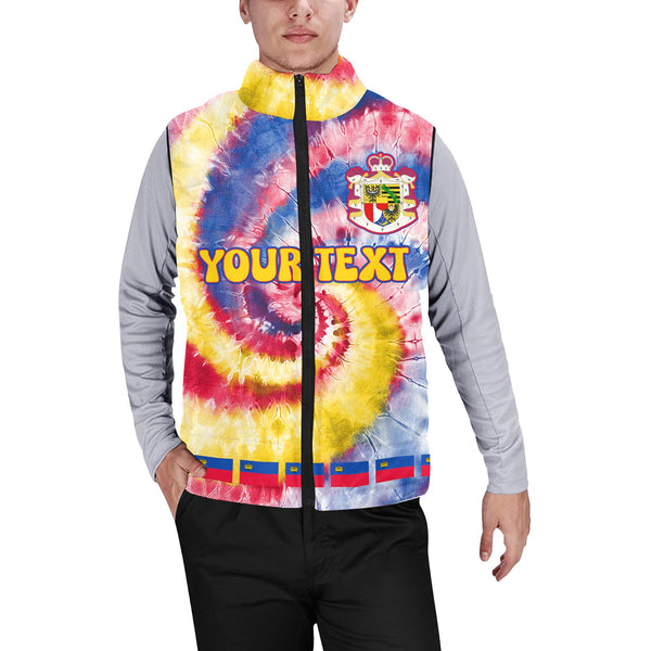 Liechtenstein Men Padded Jacket Vest Custom Tie Dye Style 1