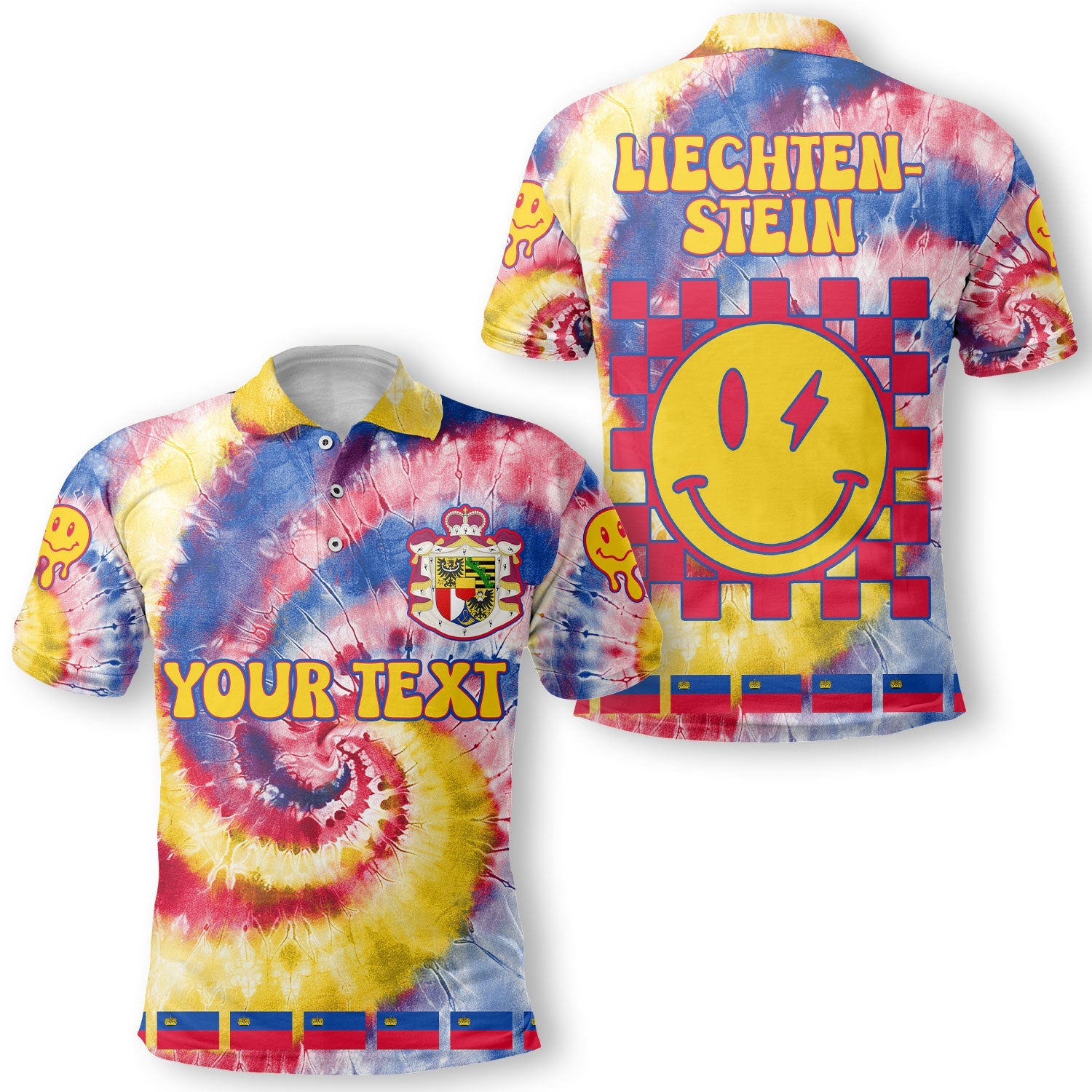 Liechtenstein Polo Shirt Custom Tie Dye Style 1