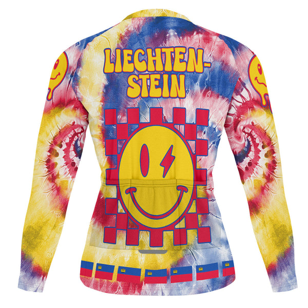 Liechtenstein Raglan Men Cycling Jersey Long Sleeve Custom Tie Dye Style 1