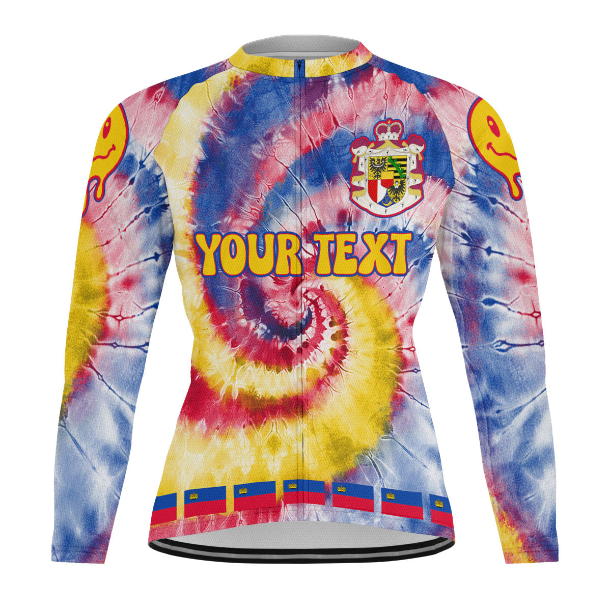 Liechtenstein Raglan Men Cycling Jersey Long Sleeve Custom Tie Dye Style 2