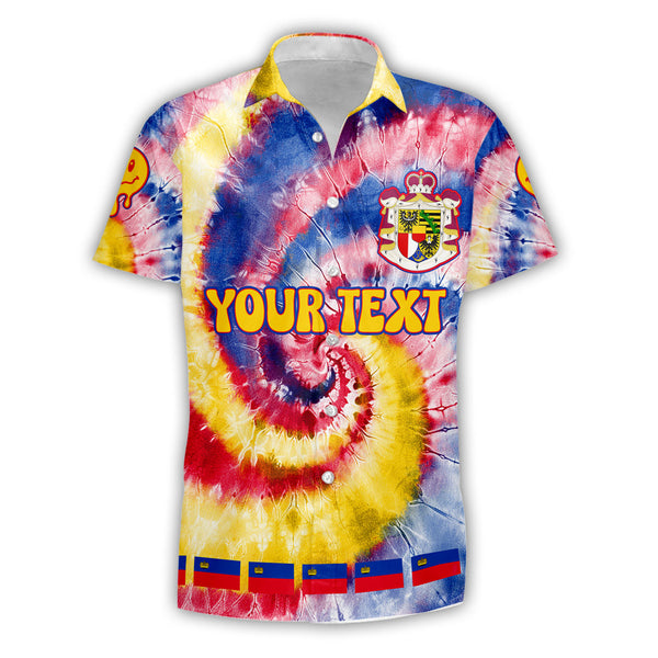 Liechtenstein Short Sleeve Shirt Custom Tie Dye Style 1