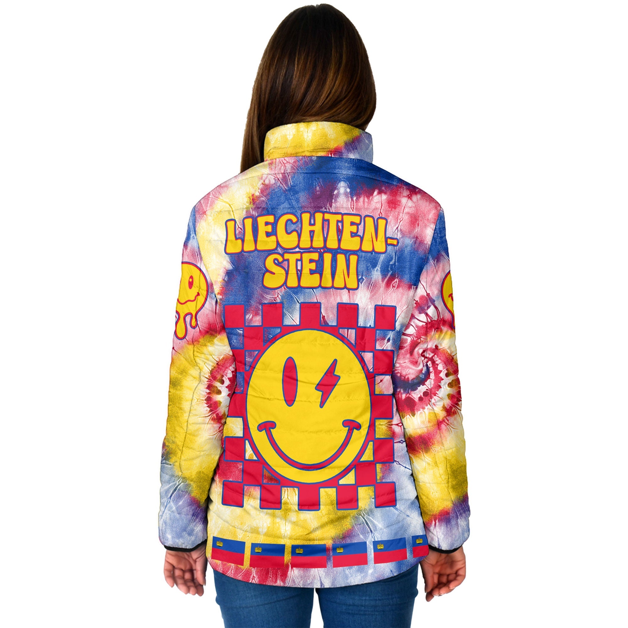 Liechtenstein Women Padded Jacket Custom Tie Dye Style 2