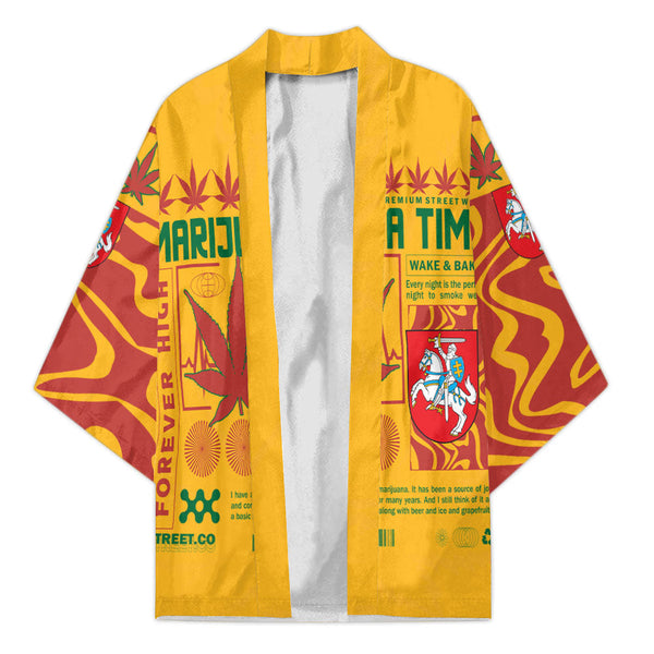 Lithuania Kimono Flag & Coat Of Arms Marijuanas Style